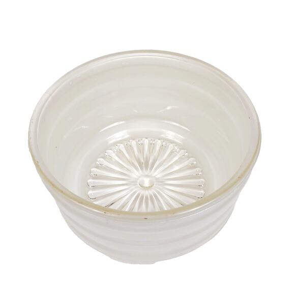 Vintage Ribbed Frosted White Clear Glass Ceiling Light Shade Drum Flush Mount 6" - Picture 2 of 9